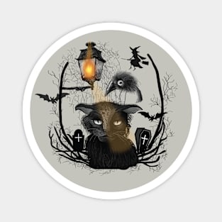 Halloween Grumpy Black Cat Magnet